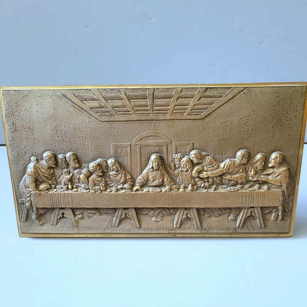 Imperial Brass Mfg Co Brass The Last Supper Plaque Vintage